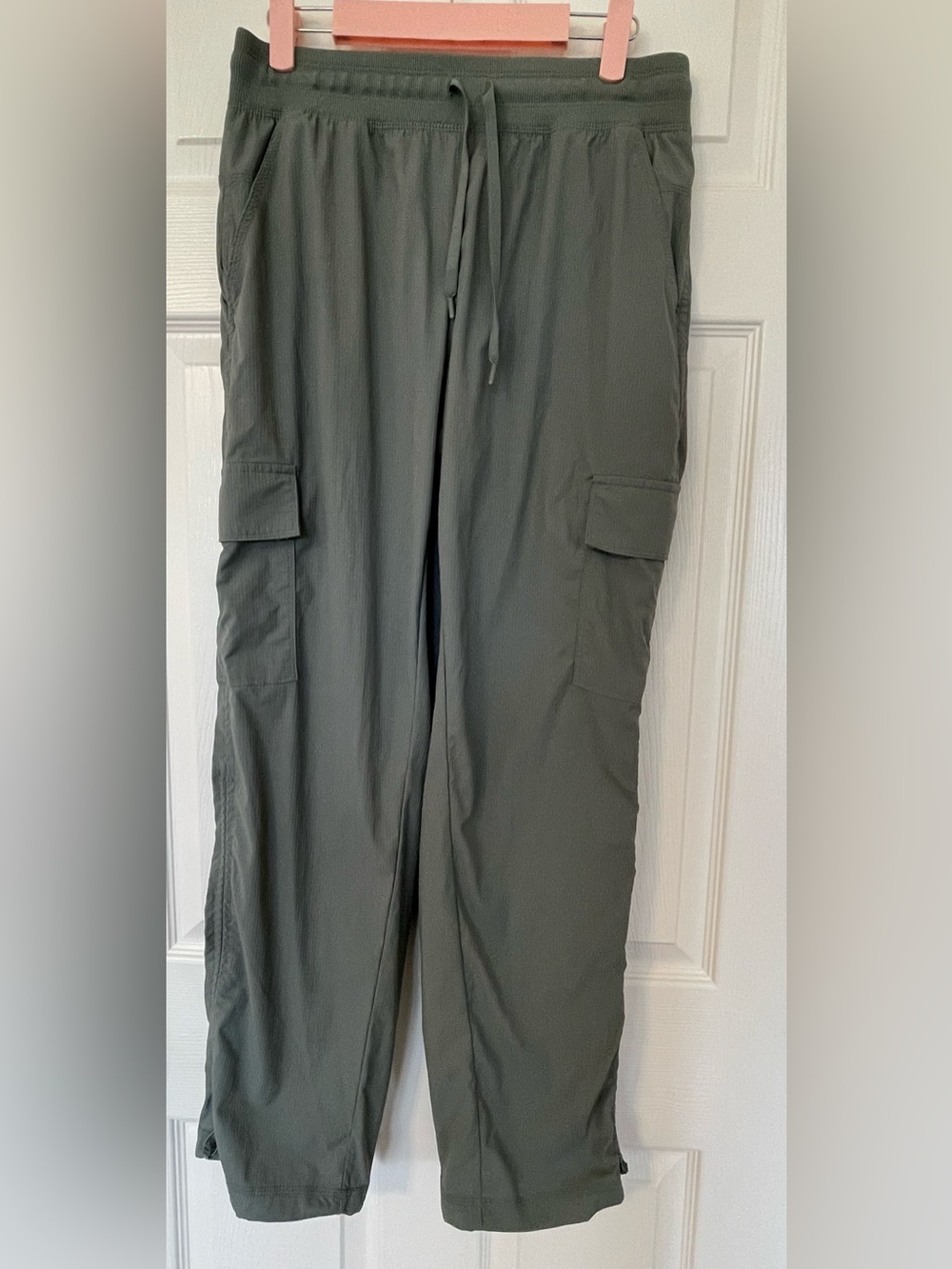 Women's Olive Cargo Pants with Drawstring Waist